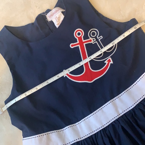 Savannah 6X Navy Blue Nautical Dress Handkerchief Hem EUC - Picture 7 of 13
